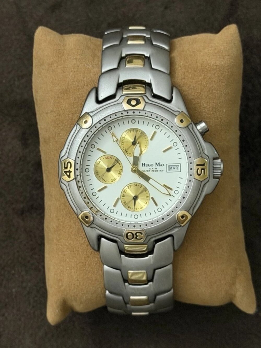 Hugo Max Men's Quartz Two-Tone Stainless Steel Watch Day/Date 5 ATM 39mm